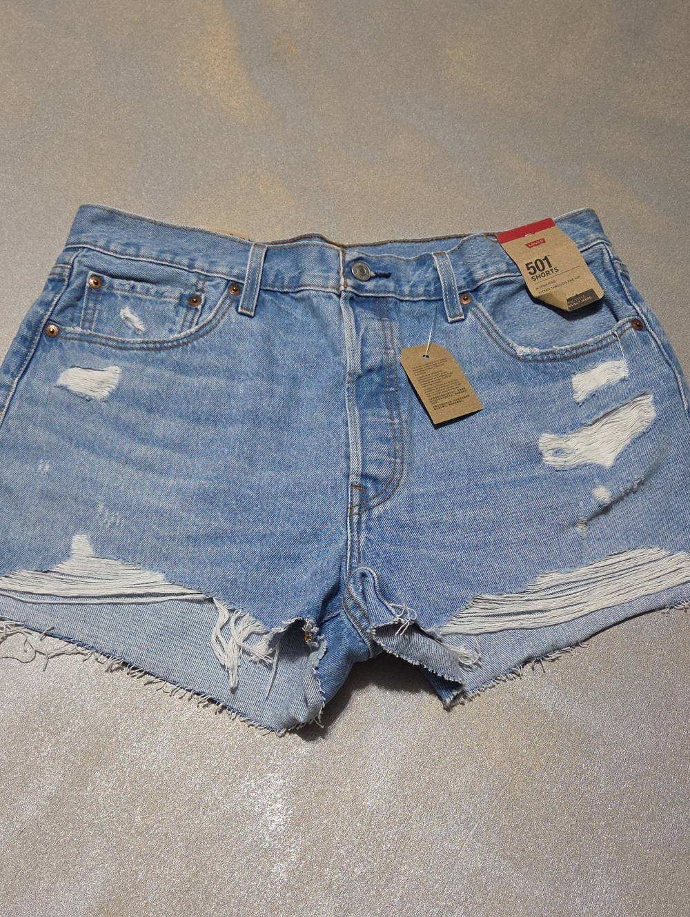Levi's Light Blue Distressed Denim Jean Shorts Size 33